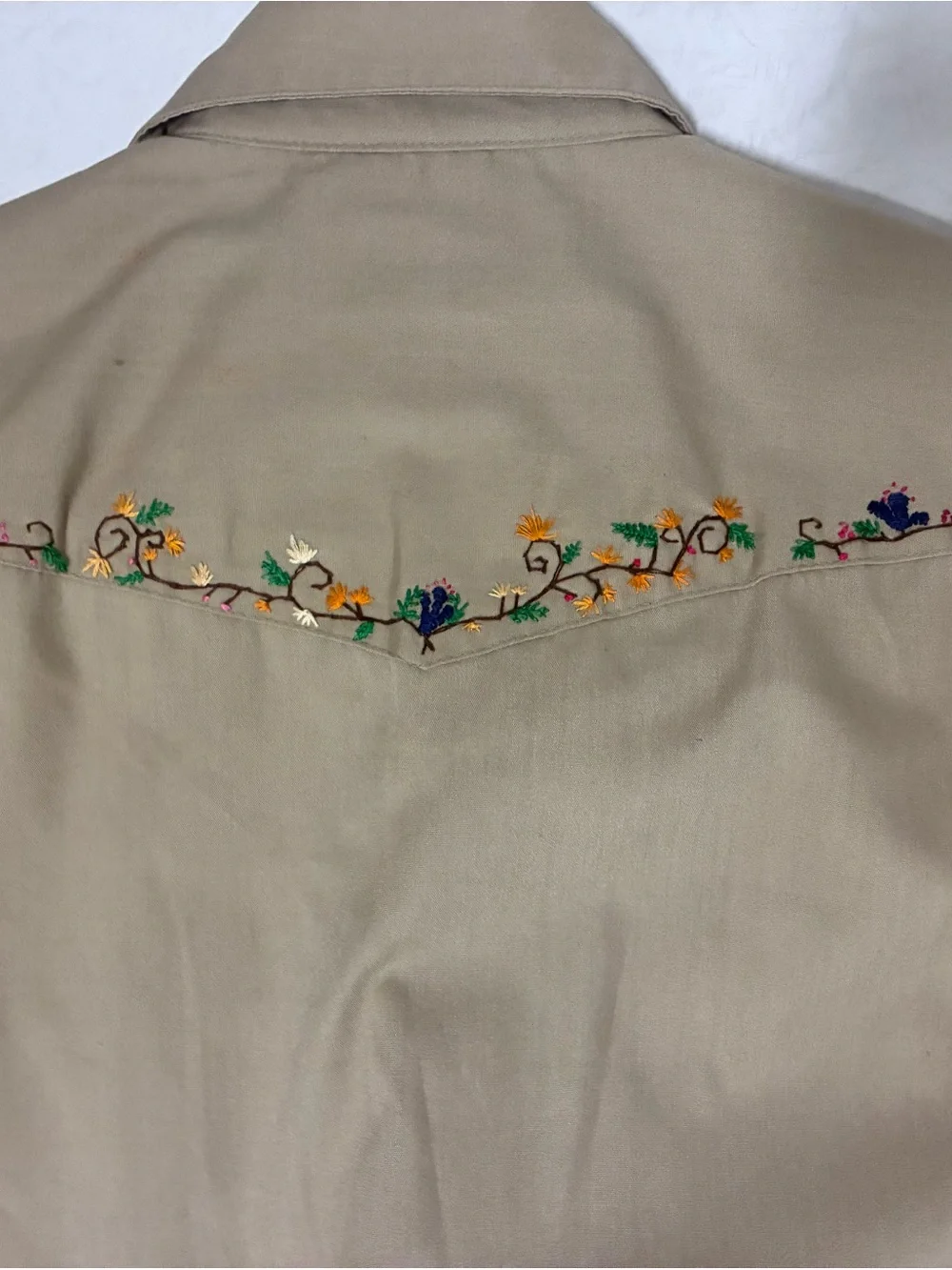 Western Embroidered Button-Down Shirt - Tan - Picture 2 of 2